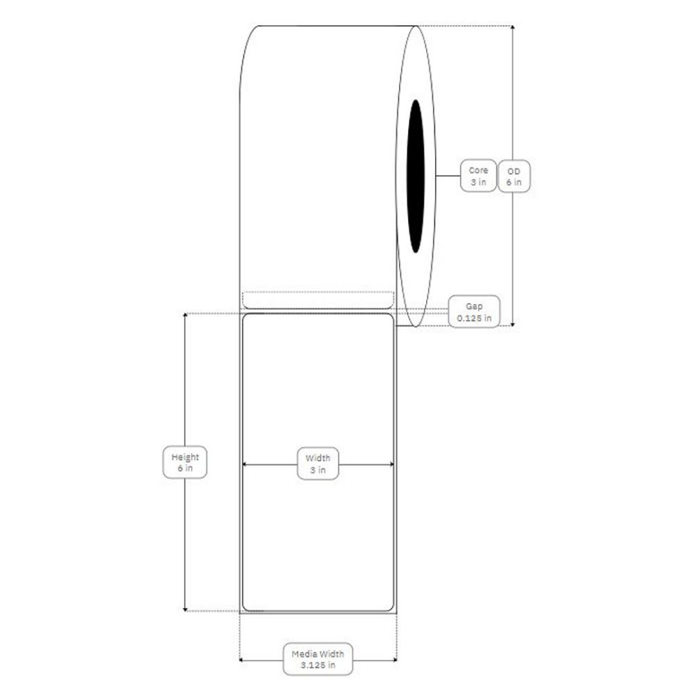 3 in x 6 in (76 x 63mm) Die Cut High Gloss Paper for IColor 200 / 250 (425 labels per roll) #2
